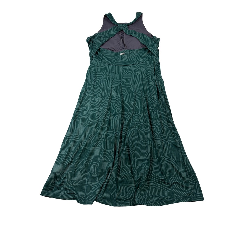 Prana Green Geometric Halter Midi Dress with Built-in Bra Womens Medium - Picture 2 of 15
